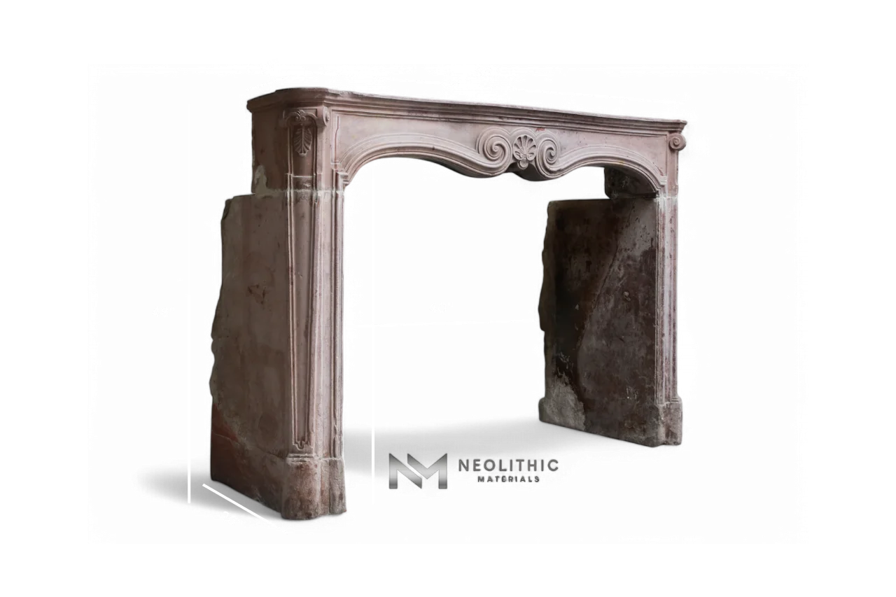 Antique Limestone de Vosges Fireplace Mantel Louis XV Style - Image 6